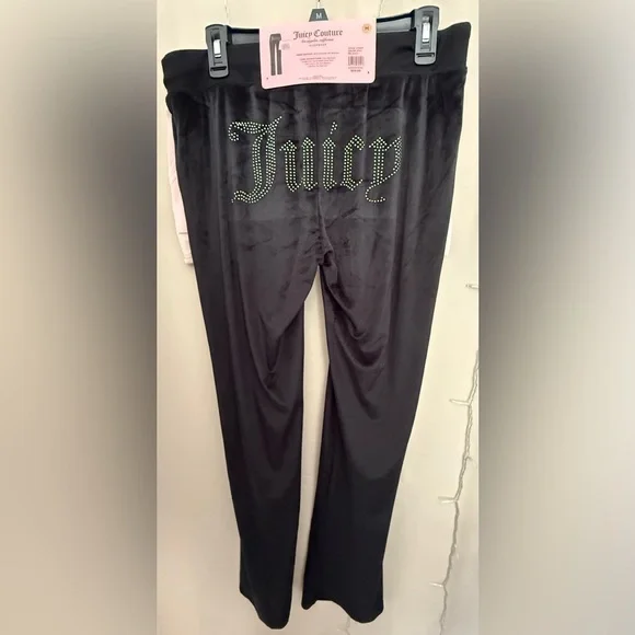 Juicy Couture Black Pajama Pants & Pink Pajama Shorts Set, Size Medium, NWT. - Picture 2 of 5